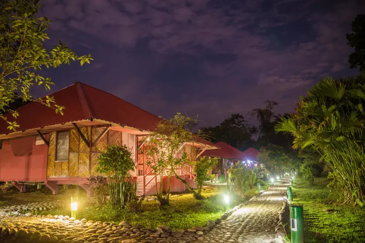 yasuni ecolodge huts night